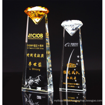 Diamond Shape Clear Red Sapphire Award for Corporate Gift Diamond Crystal Trophy